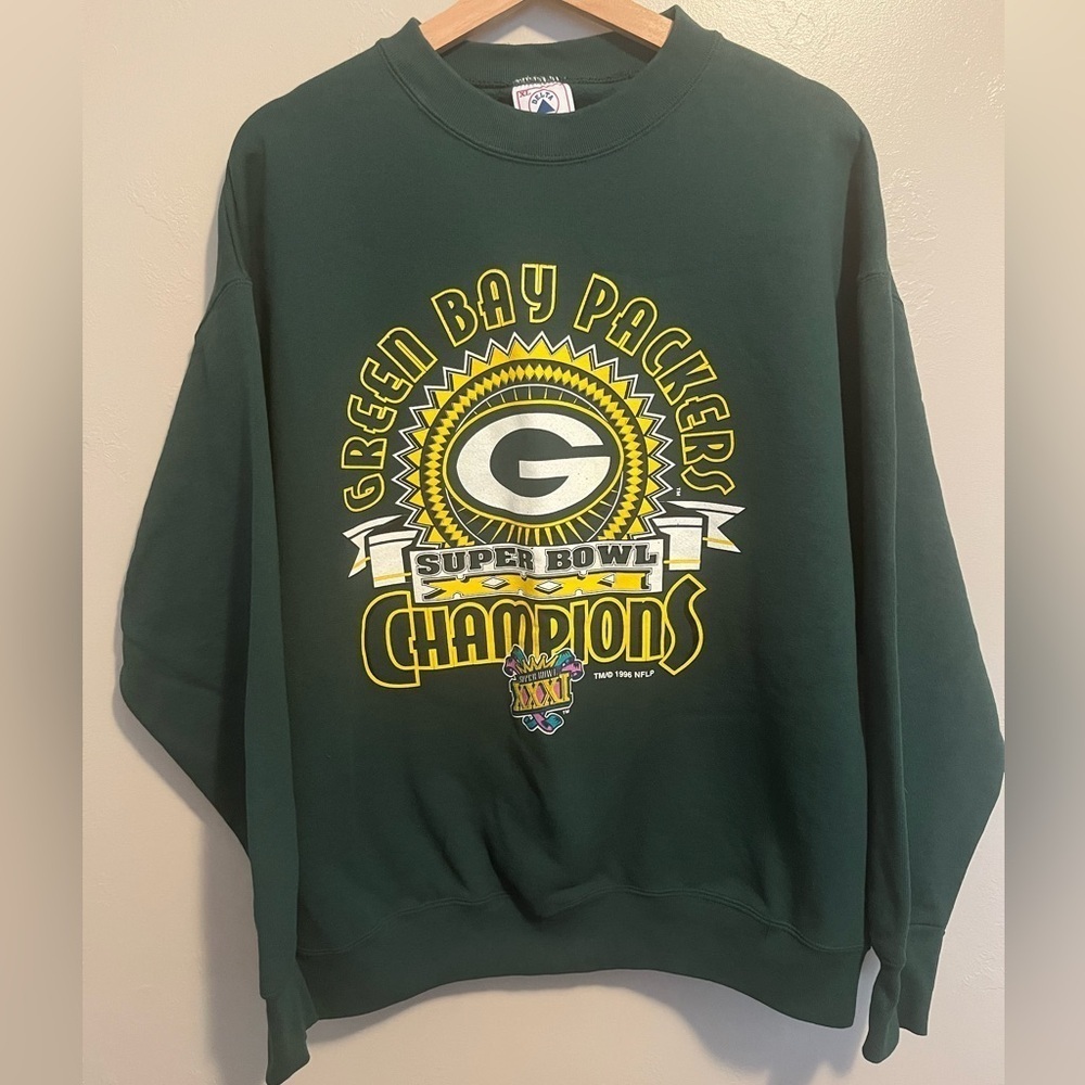 Vintage 90s Green Bay Packers Super Bowl XXXI Champions Sweatshirt XL NFL EUC!